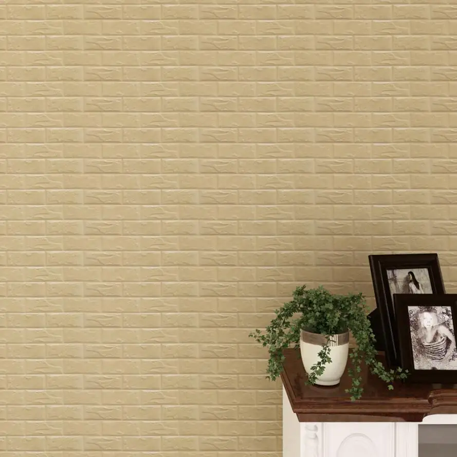 

New PE Foam 3D Wallpaper DIY Wall Stickers Wall Decor Embossed Brick Stone GreenFoam Tile Wall Stickers