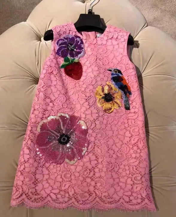 

Baby girl's Pink lace dress