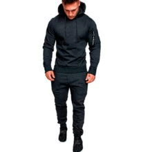 M-3XL Tracksuit Men Autumn winter Sportwear Men Set 2PC zipper Hooded hoodies+pants Sweatshirt Jacket+Pant fitness Sets