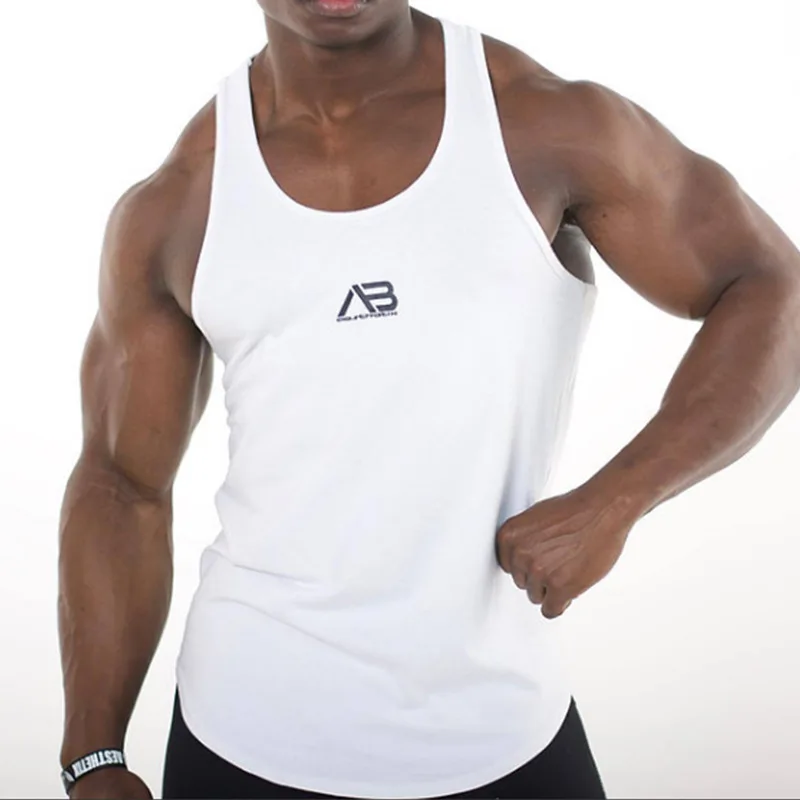 ZOGAA новые Для мужчин рубашка Бодибилдинг Фитнес, из хлопка, без рукавов, майка для мускулистых мужчин мужская Спортивная майка спортивная майка тренировки на бретелях - Цвет: White