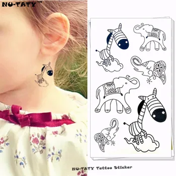 

Nu-TATY Cute Giraffe Elephant Flash Tattoo Sticker Temporary Body Art 10*17cm Waterproof painless Henna selfie Tatoo tattoo