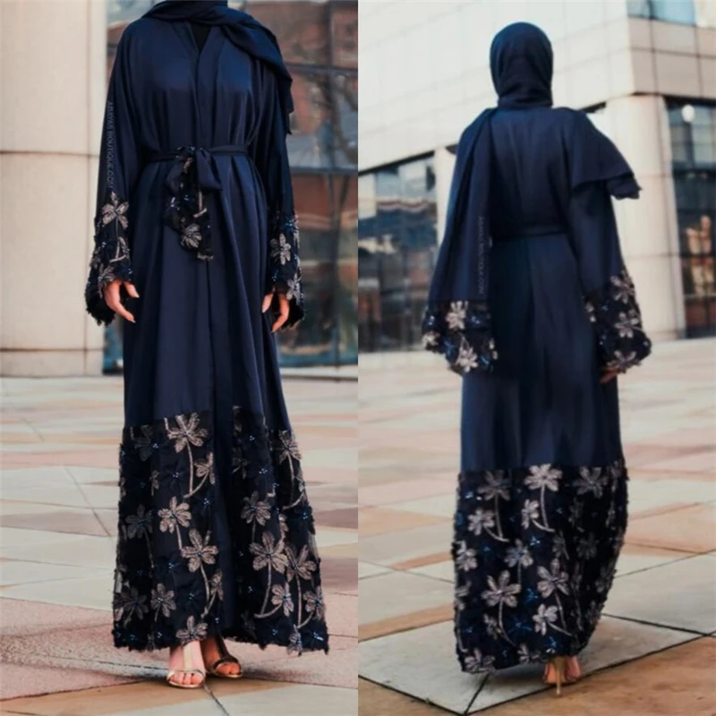 2019 Hot vintage Womens dubai abaya caftan turkey clothing open front lace...