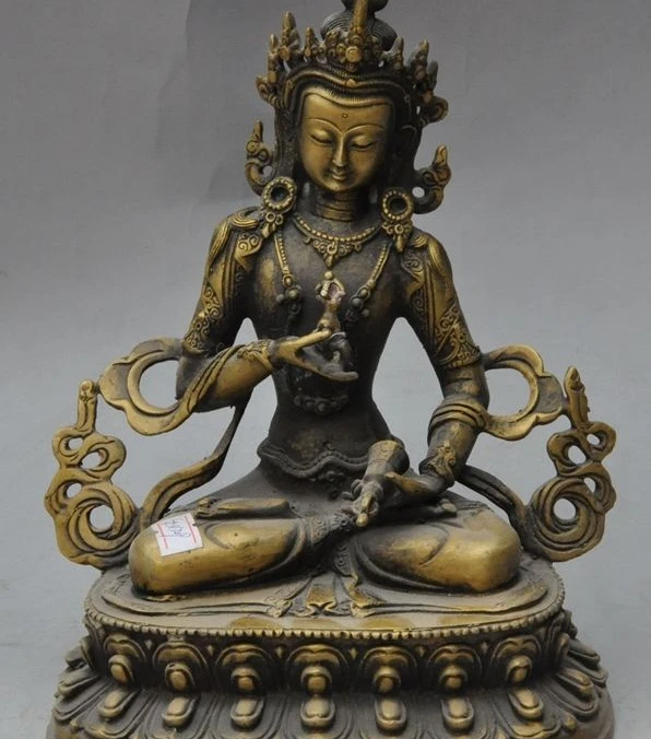 

9"old tibet buddhism bronze pray Vajrasattva tara Kwan-Yin buddha goddess statue