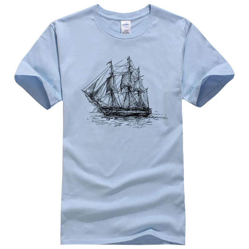 Verano creativo nave diseño algodón camiseta hombres impreso manga corta Tops casual camiseta Camisetas Tees #007