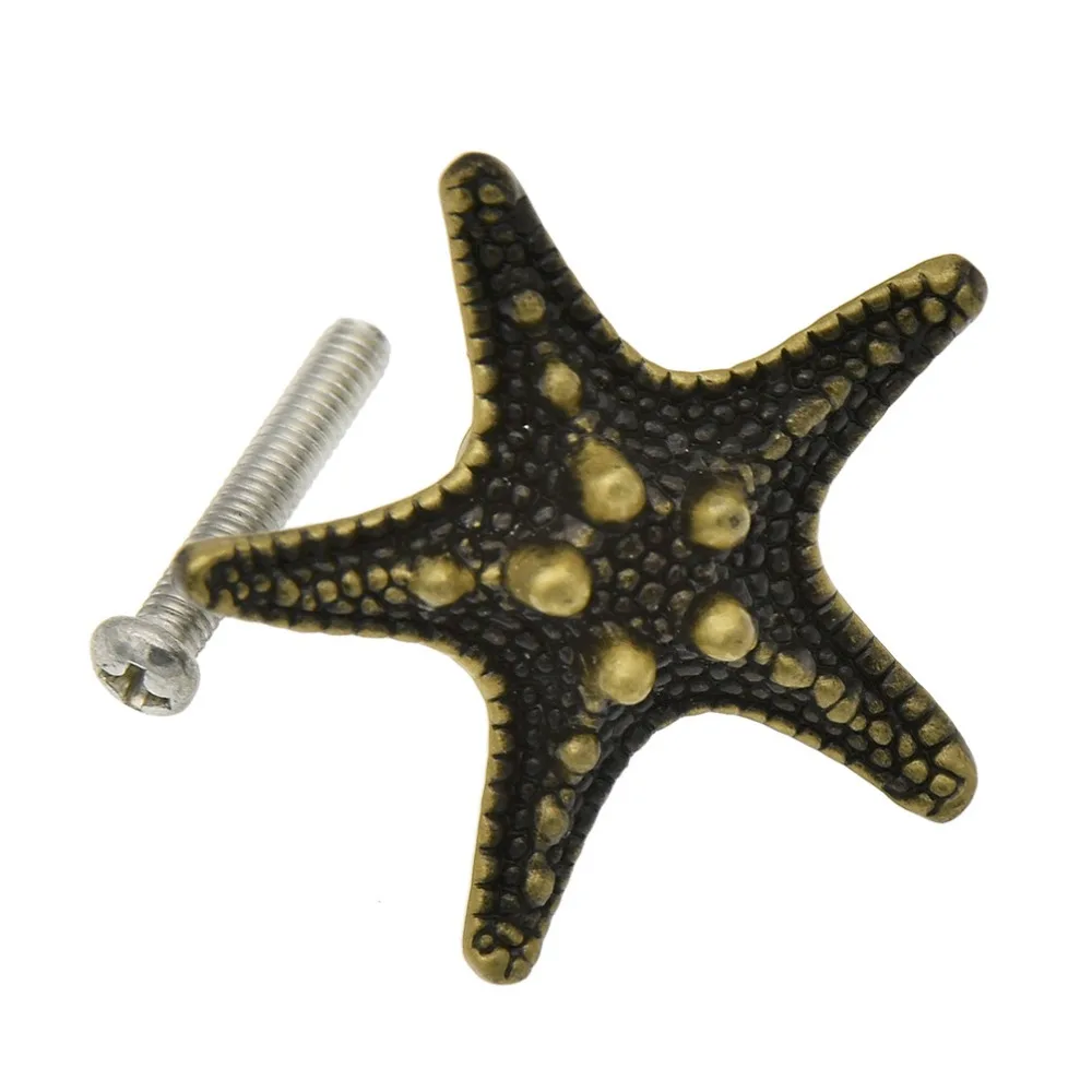 Lychee Vintage Starfish Knobs Retro Alloy Drawer Pulls Hardware