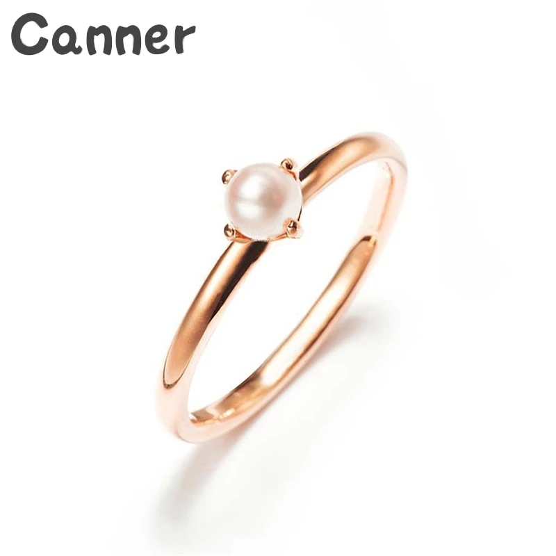 Canner Dainty кольца с искусственным жемчугом золотые тонкие кольца для женщин женские Свадебные обручальные кольца ювелирные изделия из бисера Anillos A40
