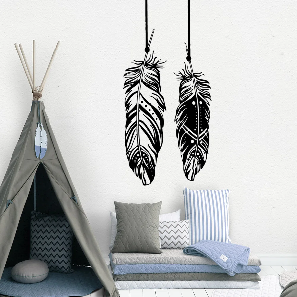 

Modern Feather Wall Stickers Kid Room Home Decoration Accessories Removable Wall Sticker Creative Living Room Mural naklejki