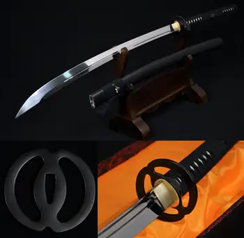 

1095 Steel Japanese Samurai Functional Real Sword Naginata Full Tang Quenching Oil Unokubi-Zukuri Blade Sharp Musashi Iron Tsuba