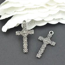 25 шт Шарм металлический крест античный тибетский серебряный кулон ювелирные изделия Подвески Diy Подвески для ожерелья браслеты 2221