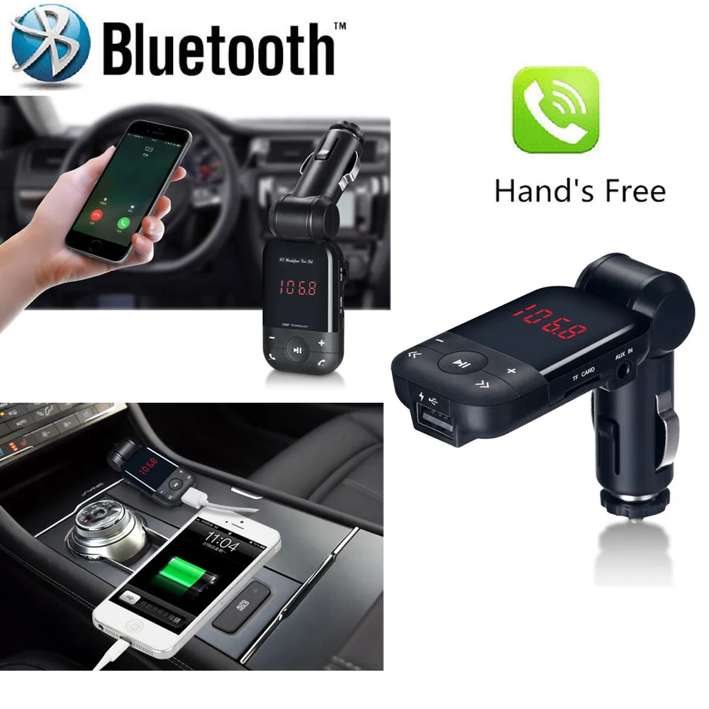 

Car MP3 Music Player LCD Bluetooth Car Kit Cigarette Lighter MP3 FM Transmitter USB Charger Handsfree Latest styles @127