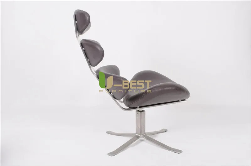 dark brown real leather corona chair with ottoman (6)