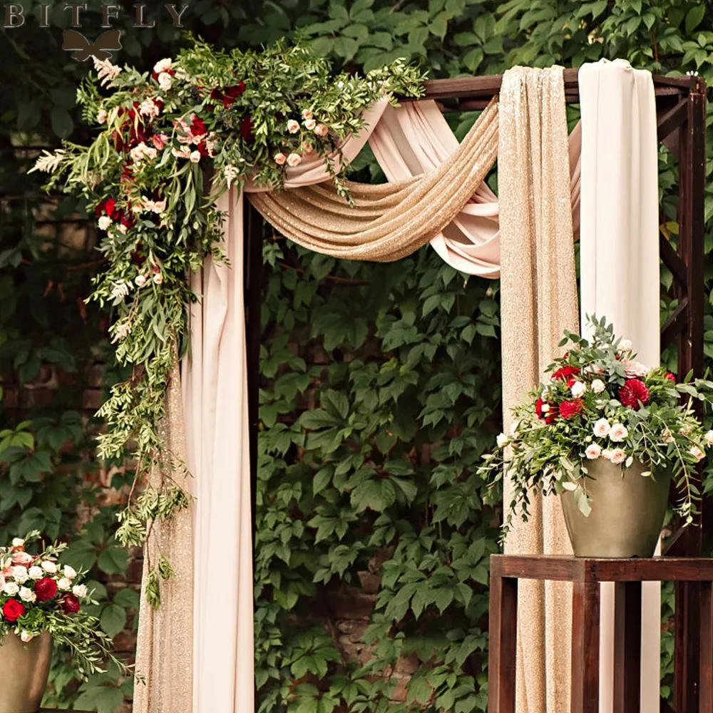 

BITFLY Romantic wedding decoration Sequin fabric party Sequin table runner table decoration artificial flower sequin table cloth