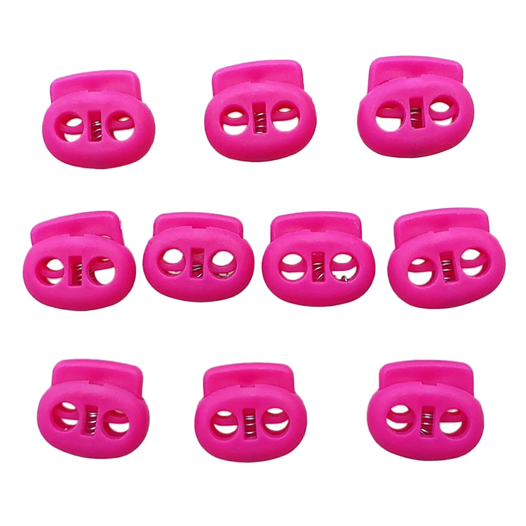MagiDeal 10pcs Plastic Cord Lock Stoppers Dual Hole Spring Stop Toggle Stopper for Cord Drawstring 5mm Tent Accessories 