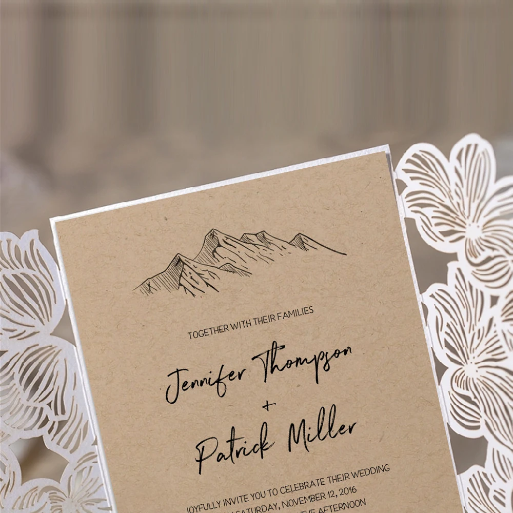 50/100sets-Laser cut Damask Vintage Luxury Wedding party invitations+Envelopes 