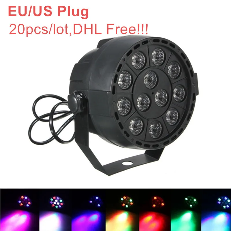

20pcs/lot Dj Disco Projector LED Portable Mini AC90-240V 12W Stage Par Lights 12 LEDs RGB Color Mixing Stage Lighting Effect