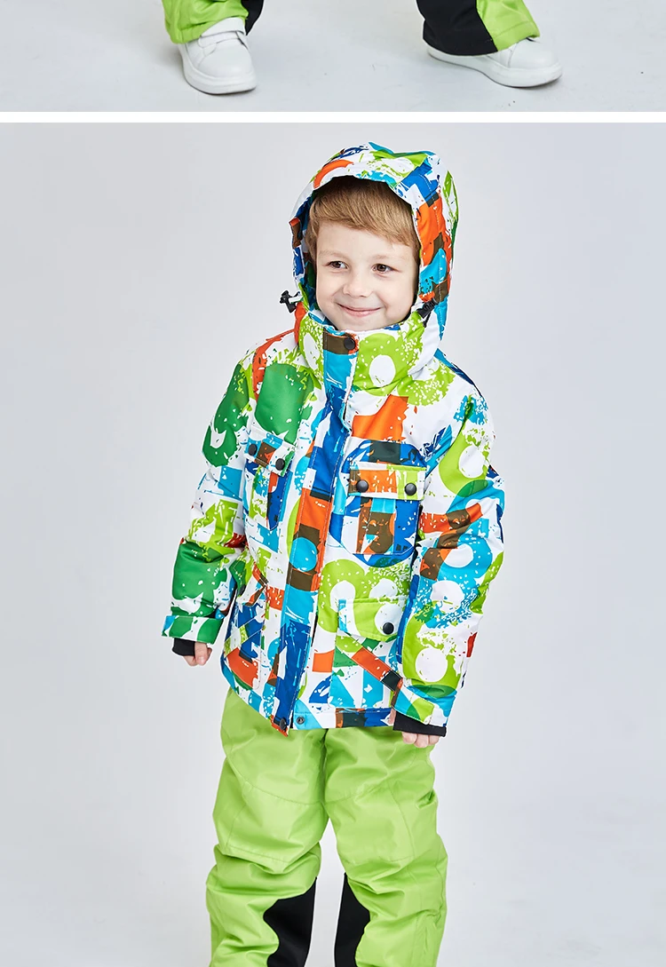 SHAFEEK/детский лыжный костюм; детский брендовый ветрозащитный водонепроницаемый теплый зимний комплект для мальчиков; брюки; зимняя куртка для катания на лыжах и сноуборде
