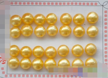 

free shipping 00360 14pair GOLDEN ROUND FRESHWATER PEARL EARRING