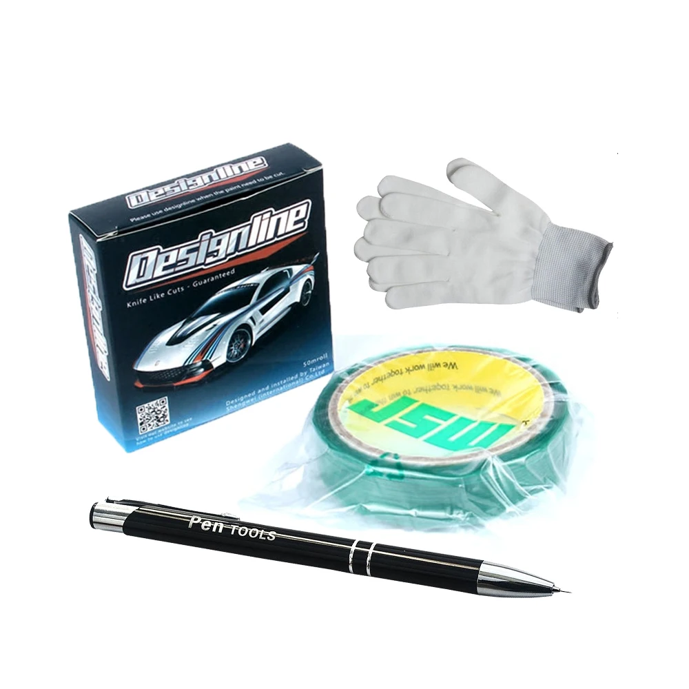 

1/8"/3.5mm 50m Wide Design Line Knifeless Cutting Tape Wrap Film Car Wrapping + air bubble release pen+gloves