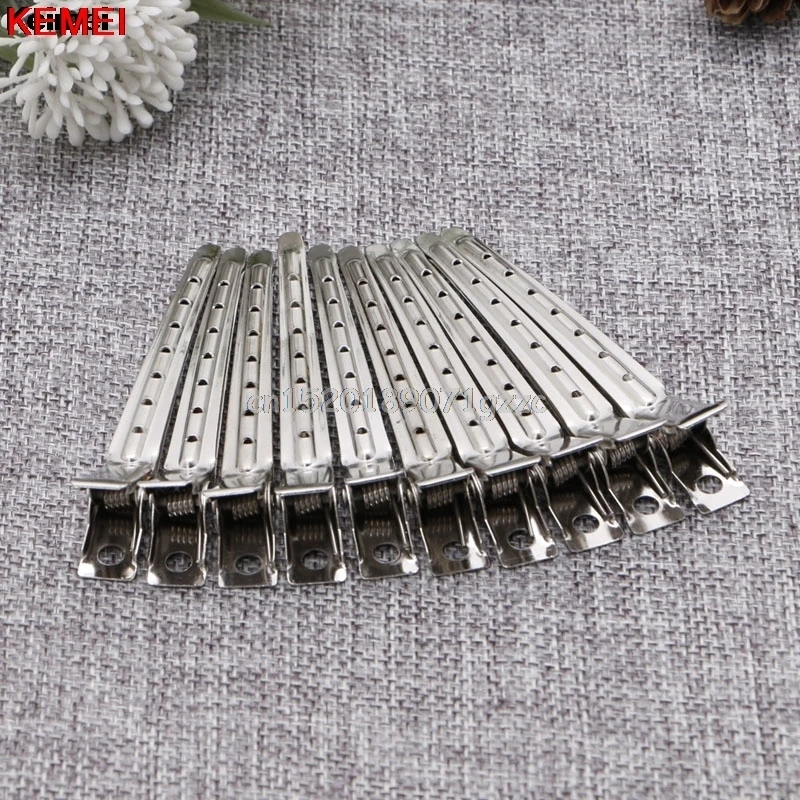 10pcs Hair Clips Stainless Steel Hairdressing Duck Bill Alligator Clips #H027#