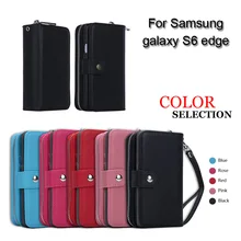 Handbag Purse Case For Samsung Galaxy S6 Edge Wallet Zipper Leather Flip Pouch For Samsung S6 Edge G9250 Detachable Back Cover