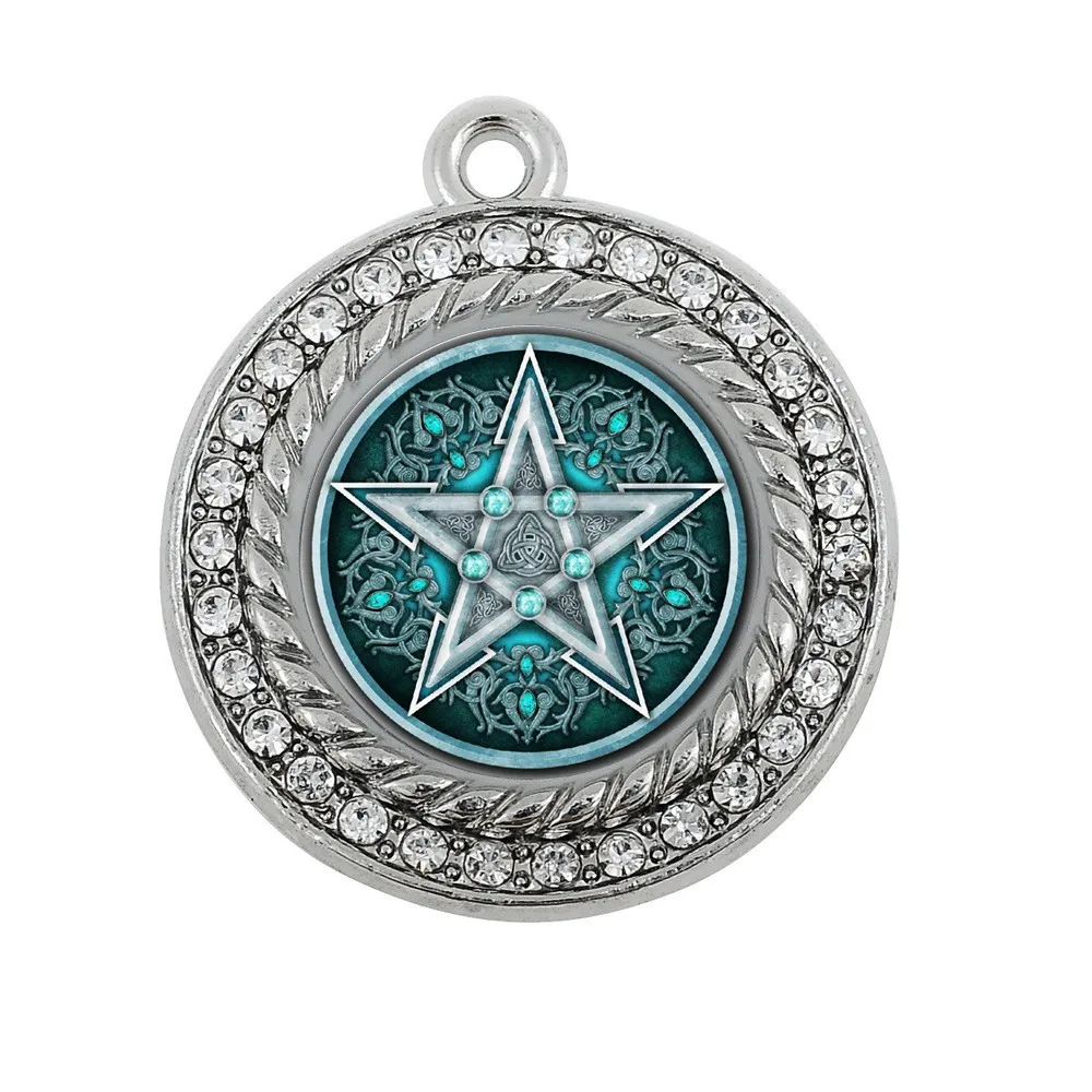 

WATER PENTACLE CHARM ANTIQUE SILVER PLATED JEWELRY
