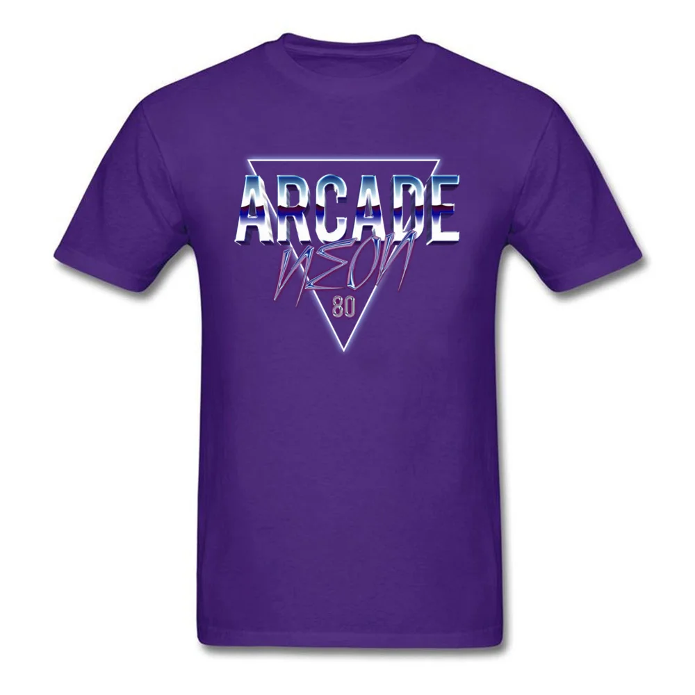 Arcade Neon 80s T Shirt Gift Short Sleeve Cheap Round Neck 100% Cotton Tees Funny Tee-Shirt for Men Lovers Day Arcade Neon 80s purple
