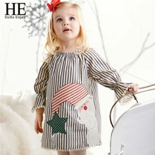Hello Enjoy/Детское платье в полоску Одежда для девочек весенне-осенний костюм с длинными рукавами хлопковые платья Рождественская одежда