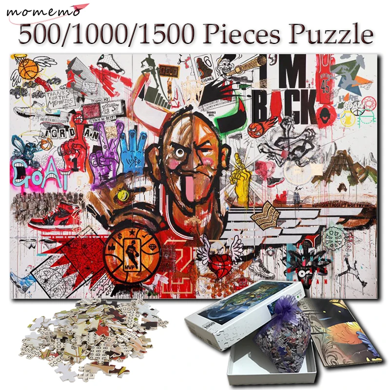 

MOMEMO Basketball Doodling Puzzle 1000 Piece Wooden Fun Jigsaw Puzzles for Adults 500 1000 1500 Pieces Puzzle Wooden Toy for Kid