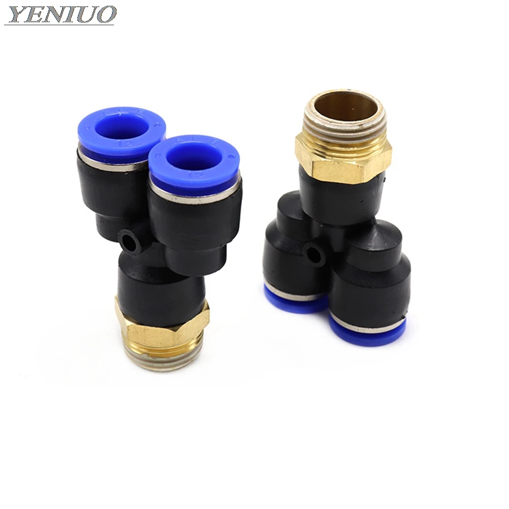 PX" Pneumatic Fitting Y Shaped Tee 4mm-12mm OD Hose Tube M5 1/8" 1/4" 3/8" 1/2" BSP Male Thread 3 way Air Coupler Connector