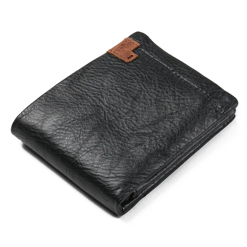 Best Men Organizer Wallets Brand Vintage Genuine Oil Wax Leather Cowhide Short Bifold Men s Wallet Purse Card Holder With Coin Pocket