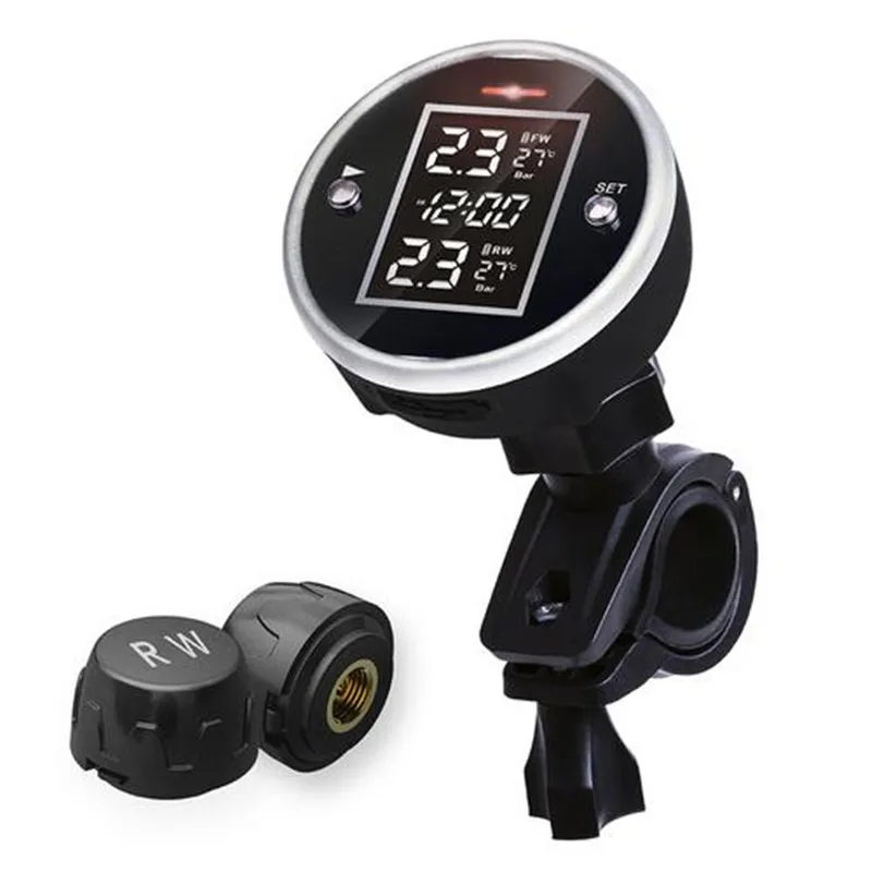 Универсальный беспроводной мотоцикл TPMS давление в шинах с индикацией времени