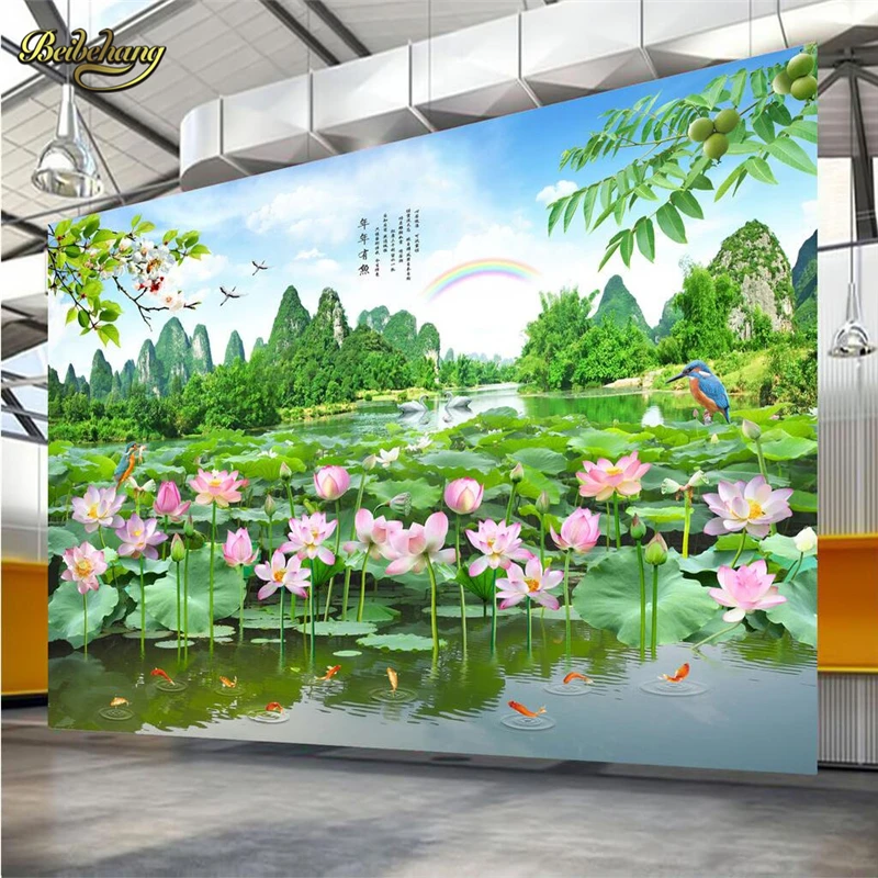 

beibehang Pond Lotus Custom papel de parede 3D Photo Wallpaper Bedroom For Walls Background Wall Murals Wallpaper Living Room