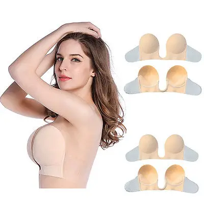 

Silicone Invisible Bra Adhesive U Shape Bras Stick On Push Up Lace Up Strapless Backless Bra Women Intimates