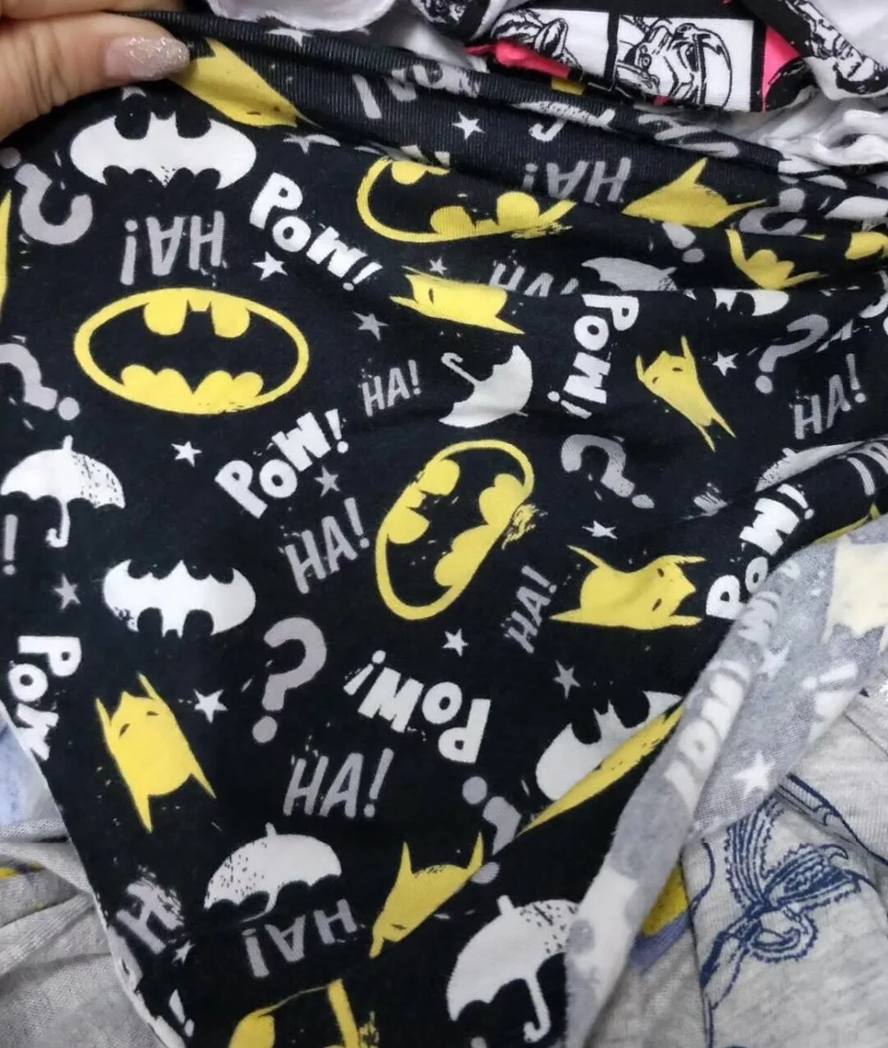 

160*50cm Avengers Superhero Batman Elasticity knitted cotton fabric For Sewing Patchwork child Cloth Kid Textile Pajama skirt
