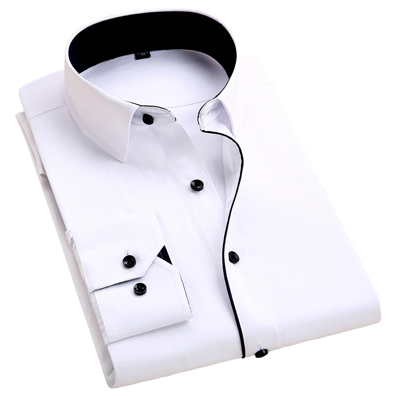 Prix 2018 Marque Nouveau Hommes De Mariage de Chemise À Manches Longues Hommes Robe chemise D affaires Solide Couleur Casual Shirts Vêtements de Travail Formelle Mince chemise