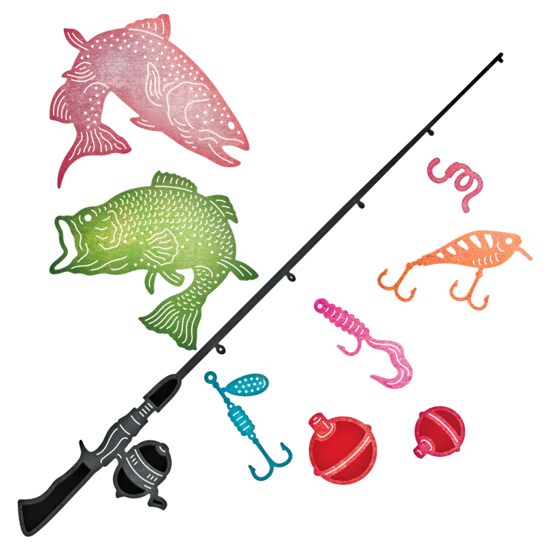 

Outdoor Fishing Set Metal Cutting Dies Stencil for DIY Scrapbooking Photo Album Embossing Paper Cards Crafts Diecuts New 2018