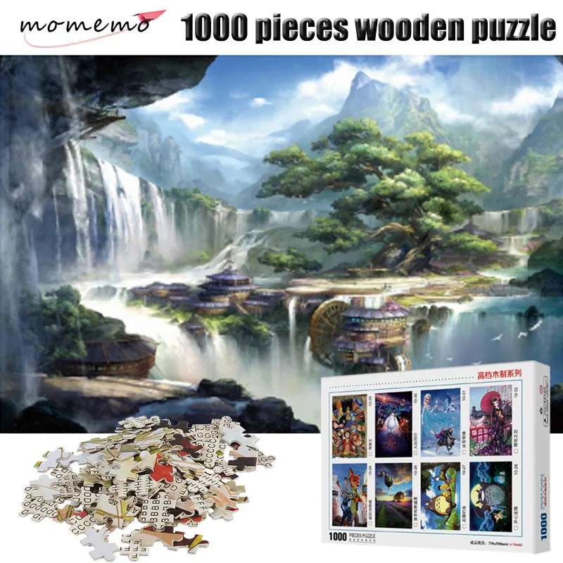 MOMEMO Wonderland 1000 шт. деревянные пазлы 1000 шт. Пазлы игрушки взрослые Сборка игрушки Пейзаж головоломка коробка упаковка