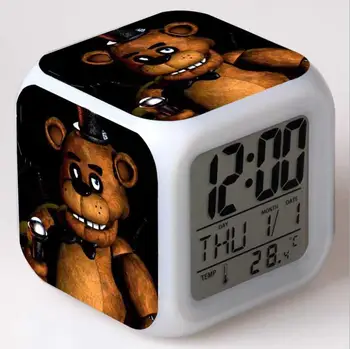 

Five Nights At Freddy's Action Figures LED 7 Colors Change Touch Light Alarm Desk Watch Boys Toys