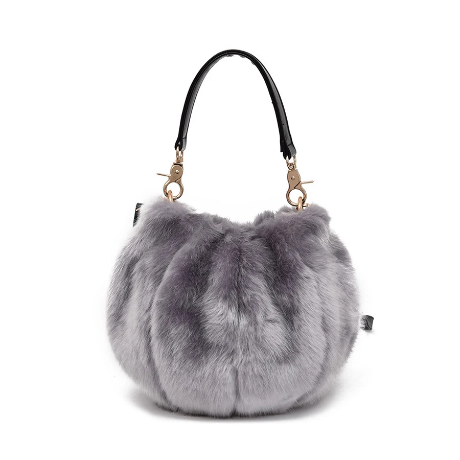 

2018 Brand Plush Cylinder Bucket Bag Sweet Designer Women Shoulder Bag Luxury Evening Bag Elegant Solid Color Ladies Handbag