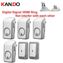 Евро/США подключаемый звонок 2 излучателя+ 4 приемника беспроводной дверной звонок Водонепроницаемый 380 метр дверной звонок 48 мелодий дверной звонок цифровой сигнал