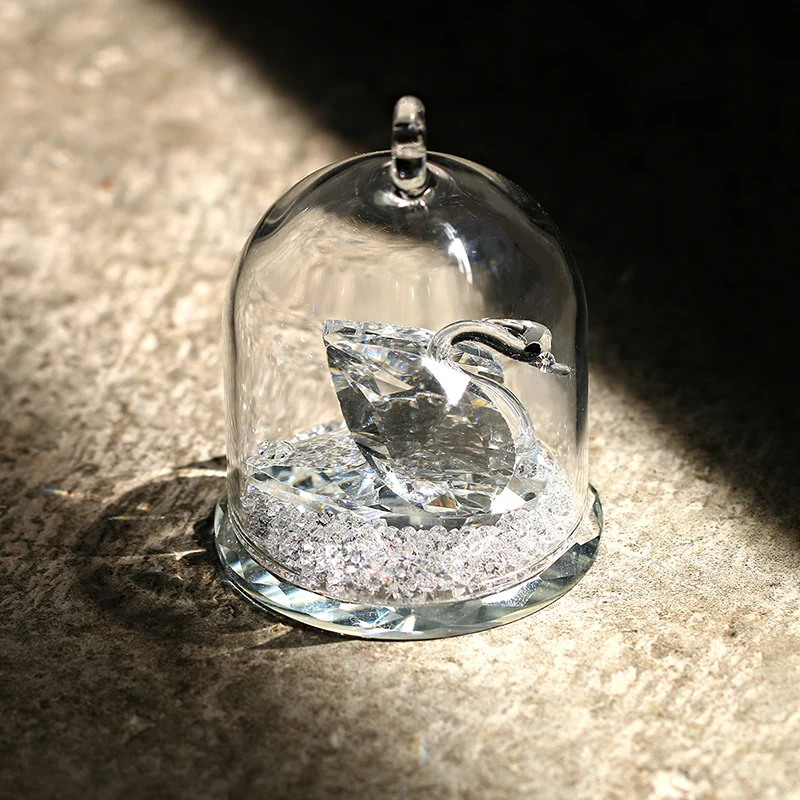 H& D прозрачная Хрустальная Статуэтка Лебедя в стеклянном куполе, сувенирная коллекция, домашнее свадебное украшение, подарок на день рождения, Рождество