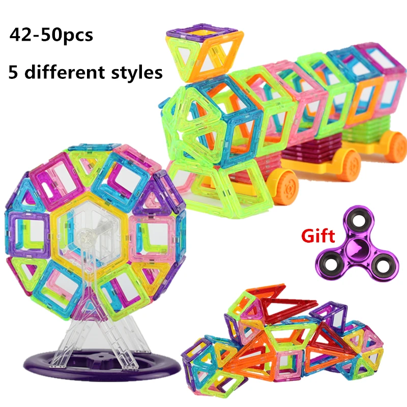 

42-50 Pieces 5 Different Style Magnetic Building Blocks toy Mini Designer DIY Educational Construction Bricks Plastic Toys