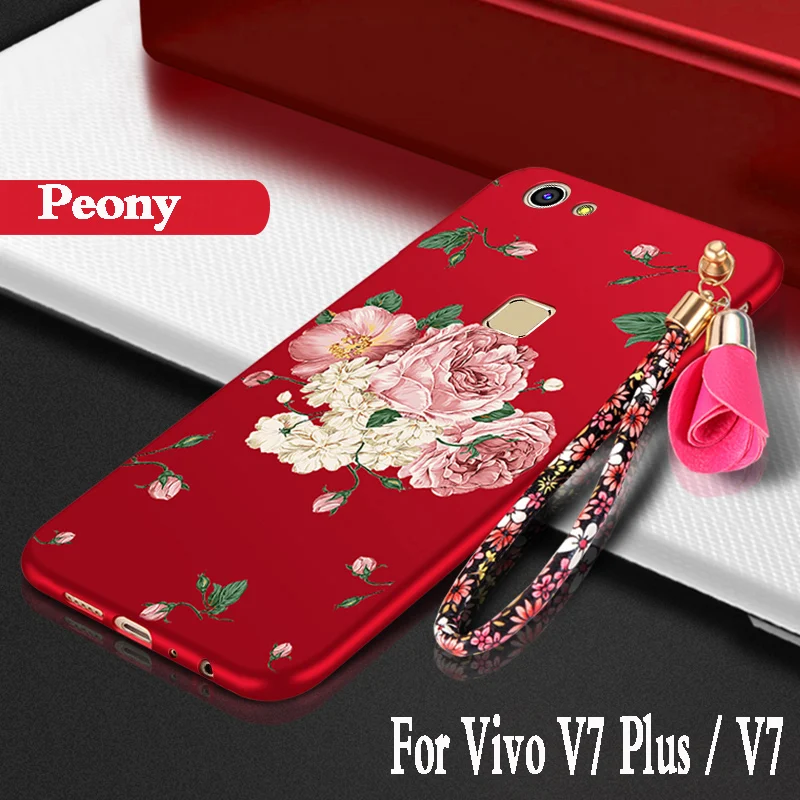 For vivo v7 plus Case case silicone luxury protector mobile phone back Cover TPU Soft 3D Flowers |