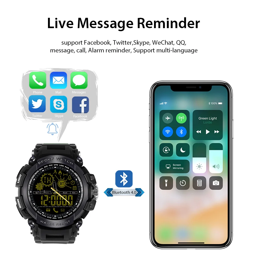DFOI Bluetooth SmartWatch Смарт часы Noctiluc Водонепроницаемый IP68 5ATM спортивные шагомер для xiaomi