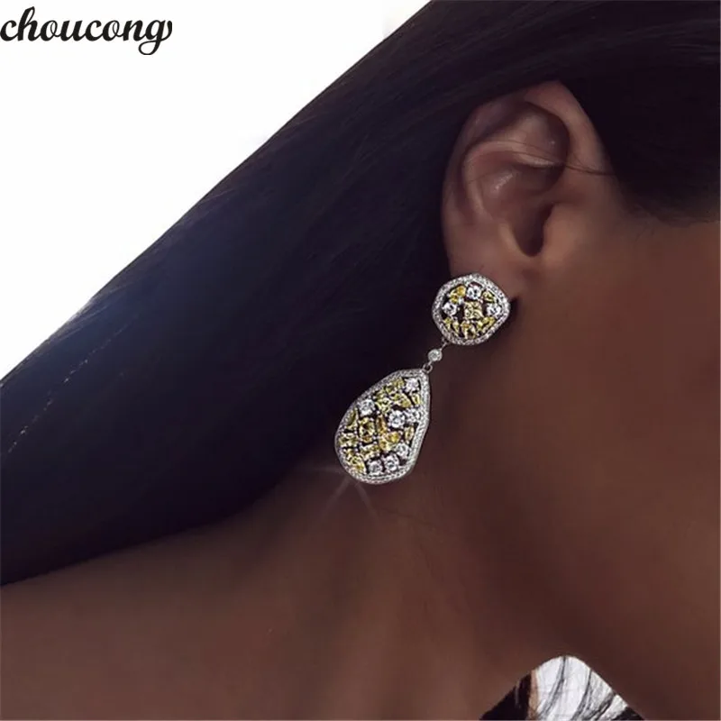 

choucong FRUGO Drop earring AAAAA zircon White Gold Filled statement Wedding Dangle Earrings for women evening Party jewelry