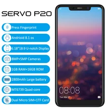 SERVO P20 смартфон 6,1" 18:9 u-образный дисплей 4G LTE мобильный телефон MTK6739 Android 8,1 двойная задняя камера отпечатков пальцев МП