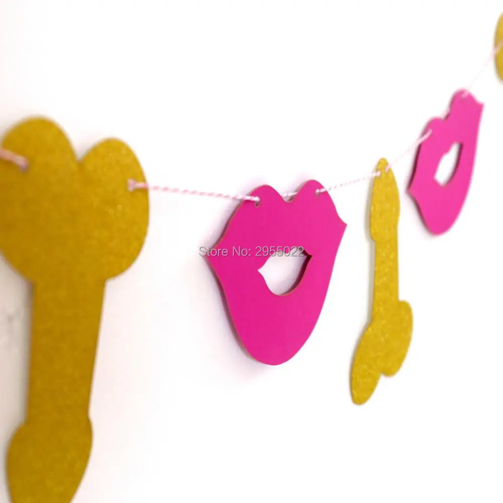 Willy Lips Heart Banner Garlands Bachelorette Hen Party Decorations Supplies