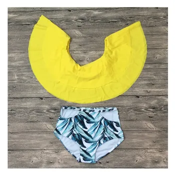 

Plus Size Off Shoulder Bikini Set Ruffle Swimsuit Women Leaves Print Bikinis High Waist Swimwear Ruched Bathing suits Beach Wear