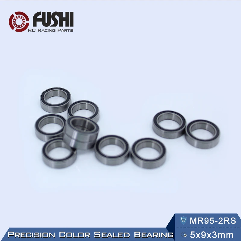 MR95RS Подшипник ABEC-3 (10 ШТ.) 5*9*3 мм Миниатюрный MR95-2RS Шарикоподшипники RS MR95 2RS с Черный