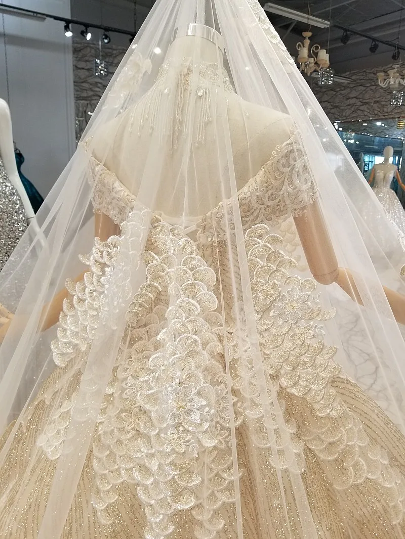 Modabelle Золотое арабское свадебное платье с шейным вырезом и вуалью Vestidos De Novias бальное платье Свадебные платья Robe De Mariage
